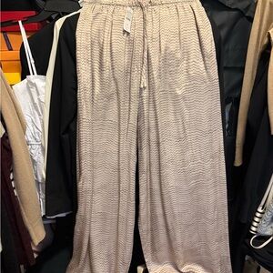 Haven Cream Zigzag Wavy Silk Wide Leg Palazzo Summer XS NWT Pants